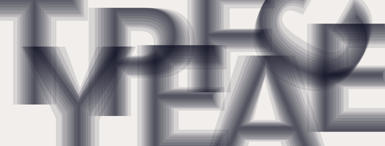 Graphic: The letters ‘TYPEFACE’ typeset in digital Linotype Univers by Adrian Frutiger – different translucent weights of the typeface are overlaid, producing a blurred pattern.